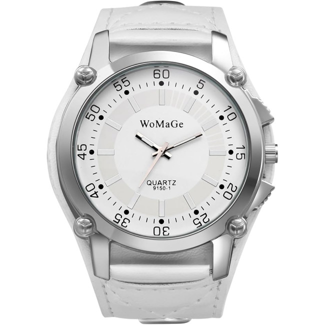 Наручний круглий аналоговий кварцовий годинник JewelryWe JW388P0014 для чоловіків, білий (my-15225) Наручний круглий аналоговий кварцовий годинник JewelryWe JW388P0014 для чоловіків, білий (my-15225)