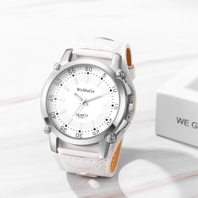 Наручний круглий аналоговий кварцовий годинник JewelryWe JW388P0014 для чоловіків, білий (my-15225)