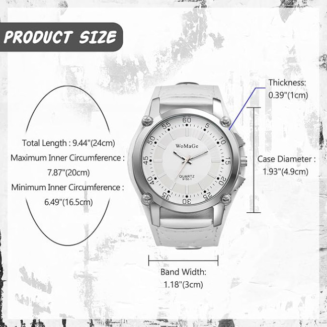 Наручний круглий аналоговий кварцовий годинник JewelryWe JW388P0014 для чоловіків, білий (my-15225)