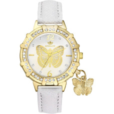 Наручний круглий аналоговий кварцовий годинник із зображенням метелика JewelryWe JW357P0009 для жінок, білі (my-15234)