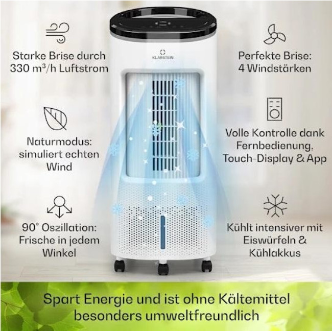 Мобільний охолоджувач повітря (вентилятор-охолоджувач) Klarstein IceWind Plus Smart 4-in-1, 65 Вт, 10040211, білий (my-5202)