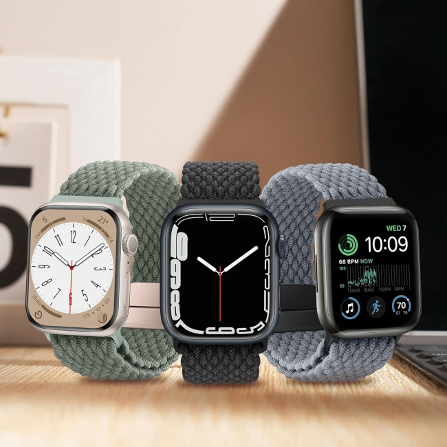 Еластичний плетений ремінець з магнітною застібкою HITZEE сумісний з Apple Watch (38/40/41/42 мм, Space Grey) (my-15285)