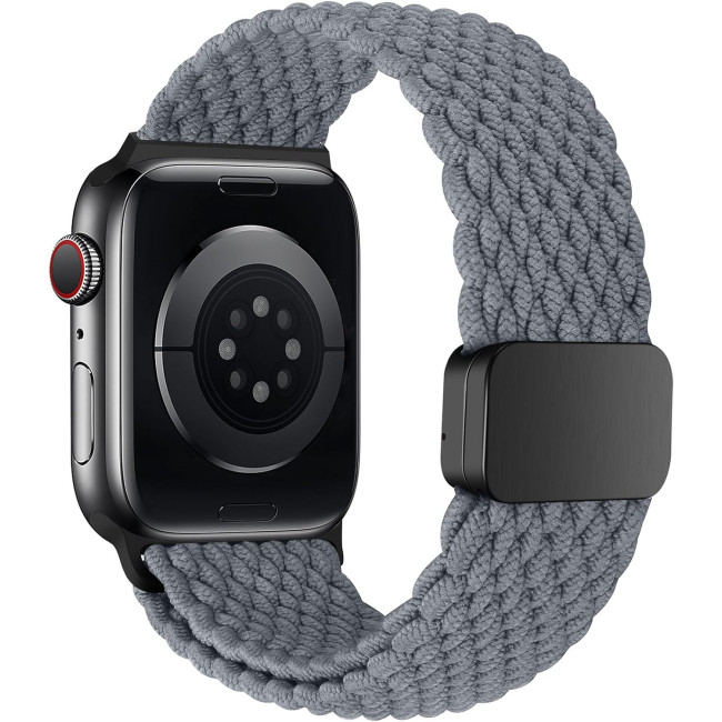 Еластичний плетений ремінець з магнітною застібкою HITZEE сумісний з Apple Watch (38/40/41/42 мм, Space Grey) (my-15285)