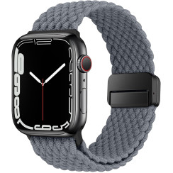 Еластичний плетений ремінець з магнітною застібкою HITZEE сумісний з Apple Watch (38/40/41/42 мм, Space Grey) (my-15285)
