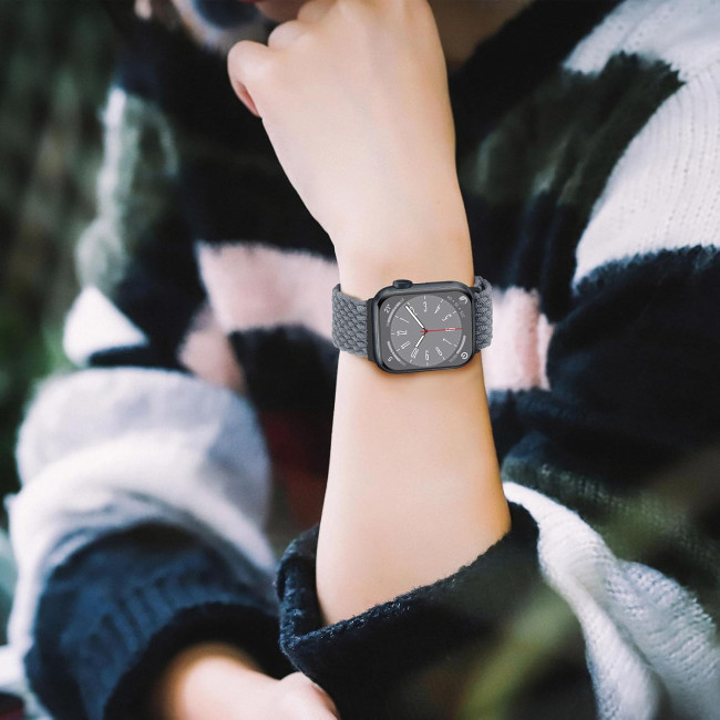Еластичний плетений ремінець з магнітною застібкою HITZEE сумісний з Apple Watch (38/40/41/42 мм, Space Grey) (my-15285)