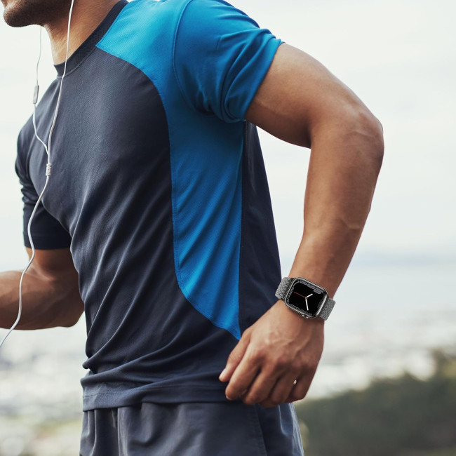 Еластичний плетений ремінець з магнітною застібкою HITZEE сумісний з Apple Watch (38/40/41/42 мм, Space Grey) (my-15285)
