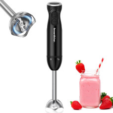 Занурювальний електричний блендер Bonsenkitchen HB3201, 1000 Вт, нержавіюча сталь, мішалка для дитячого харчування, супів, смузі, пюре, соусів, ручний блендер, чорний (my-14096)