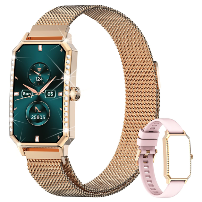 Смарт-годинник жіночий Blackview R9 gold (тонометр, пульсоксиметр) 2 ремінці (my-9071)