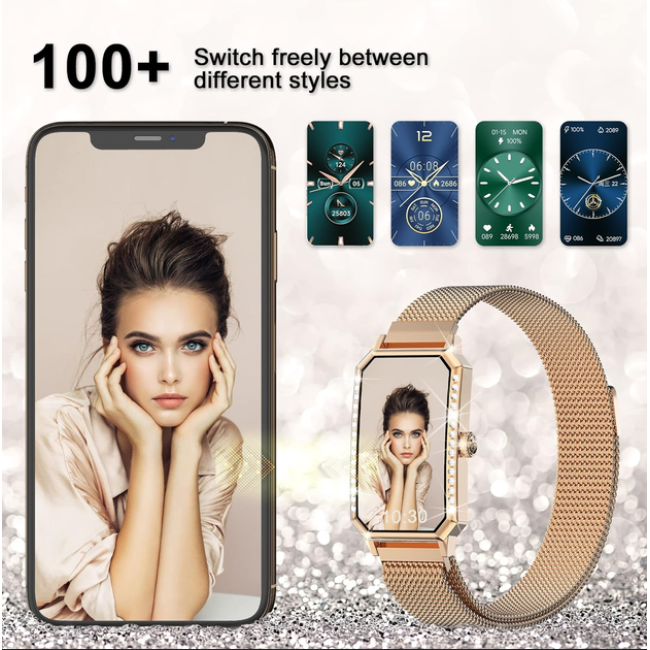 Смарт-годинник жіночий Blackview R9 gold (тонометр, пульсоксиметр) 2 ремінці (my-9071)