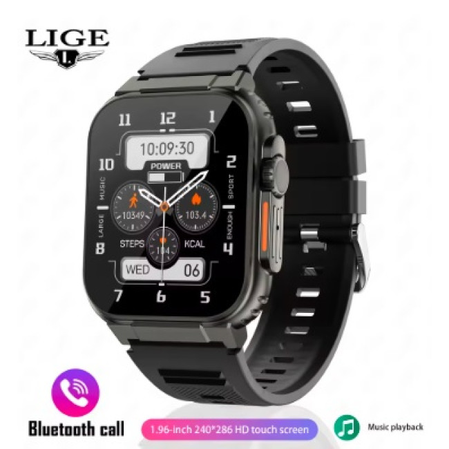 Новий ультра розумний годинник LIGE для чоловіків Bluetooth, 600mAh виклик TWS локальна музика спортивний годинник 1.96'' IP68 водонепроникний (my-13089) Новий ультра розумний годинник LIGE для чоловіків Bluetooth, 600mAh виклик TWS локальна музика спортивний годинник 1.96'' IP68 водонепроникний (my-13089)