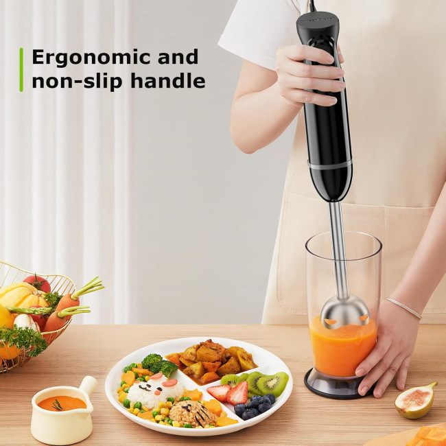 Ручний блендер Bonsenkitchen HB3201, блендер з 2 швидкостями змішування, ручний блендер електричний, чорний (my-13120)