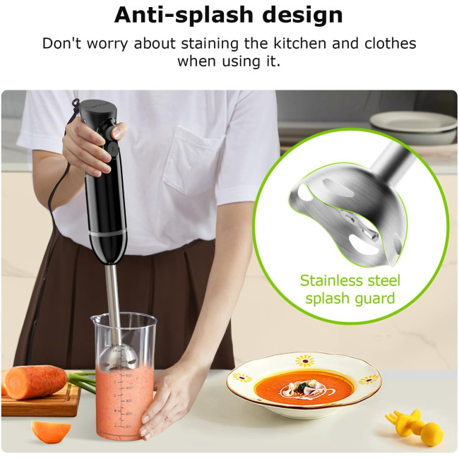 Ручний блендер Bonsenkitchen HB3201, блендер з 2 швидкостями змішування, ручний блендер електричний, чорний (my-13120)