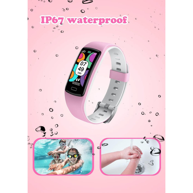 Розумний годинник CatShin ZL15-Pink фітнес-годинник з крокоміром, монітор серцевого ритму, артеріального тиску, монітор сну, пиловологозахищений корпус (my-2010)