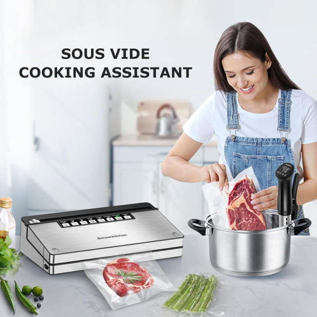 Машина для вакуумного пакування Bonsenkitchen VS3201, пакувальник харчових продуктів із системою ущільнення 8-в-1, 6 режимів вакууму (my-2051)