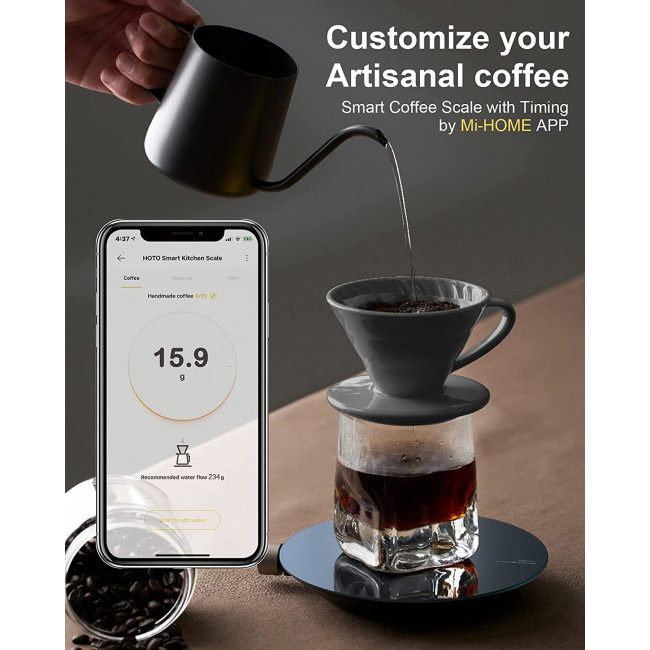 Кухонні цифрові ваги HOTO Smart Food Scale в грамах та унціях з високоточним датчиком 0,1 г, вимірювання в 4 одиницях (г/мл/унція/фунт: унція) (my-005)